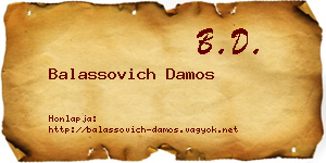 Balassovich Damos névjegykártya